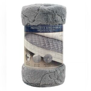 Brentwood Home Gray Faux Fur Sofa Overlay - Waterproof Backing
